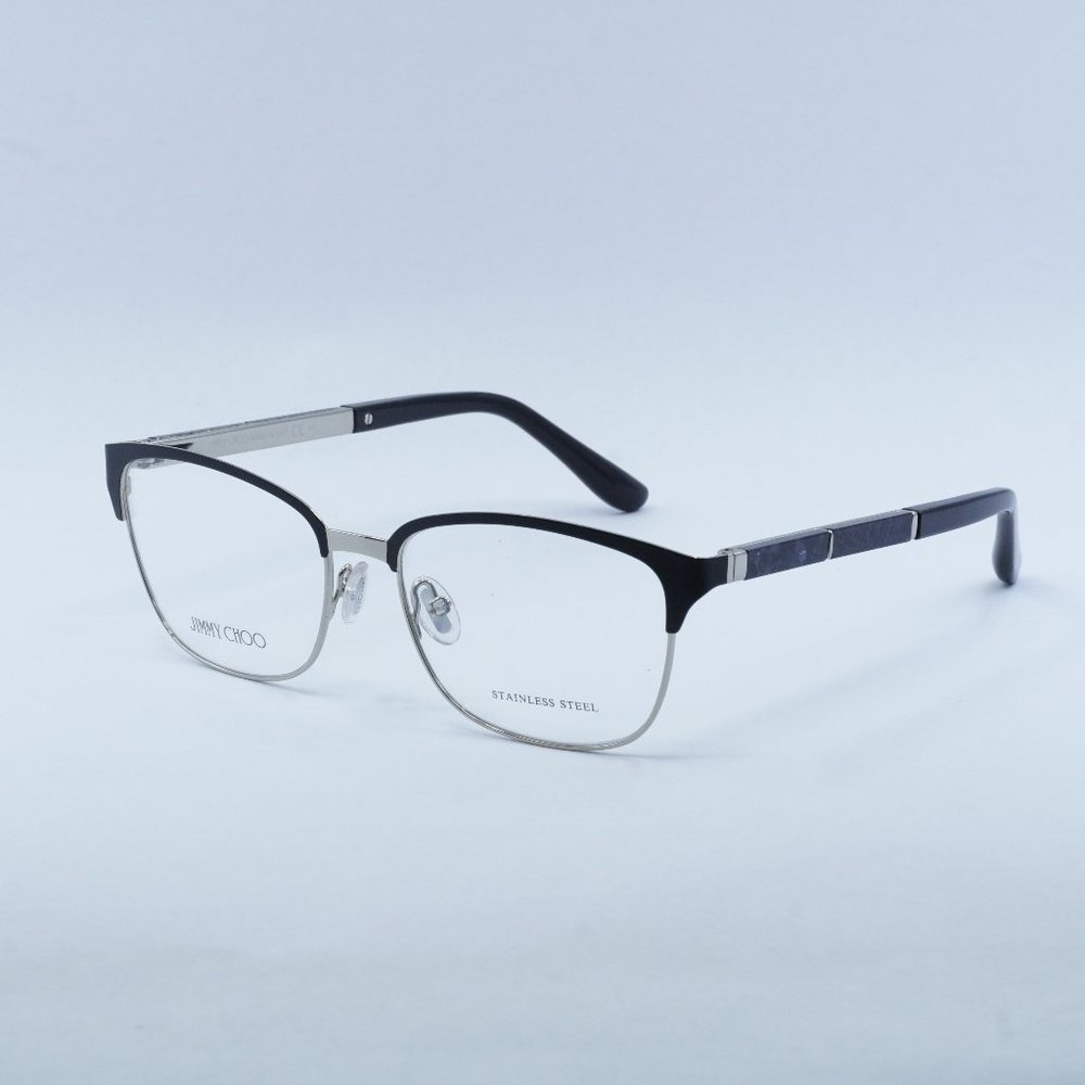 Jimmy Choo JC192 0003 00 Eyeglasses Matte Black/Silver 54mm Rectangle Frame